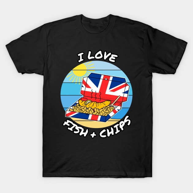 I Love Fish and Chips, Seaside Summer Holiday T-Shirt by doodlerob